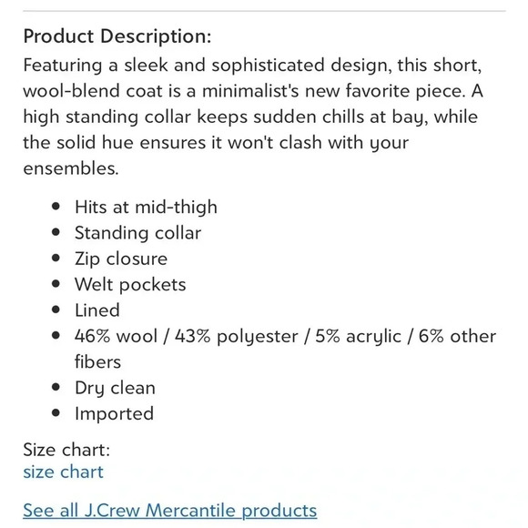 J-crew black Mercantile wool coat  Sz 8 - Picture 12 of 14